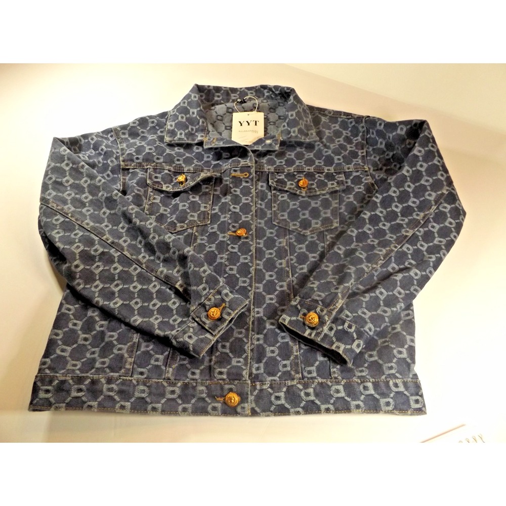 YYT Fashion Vogue Monogram Print Demin Jacket, Size XL, new with tags